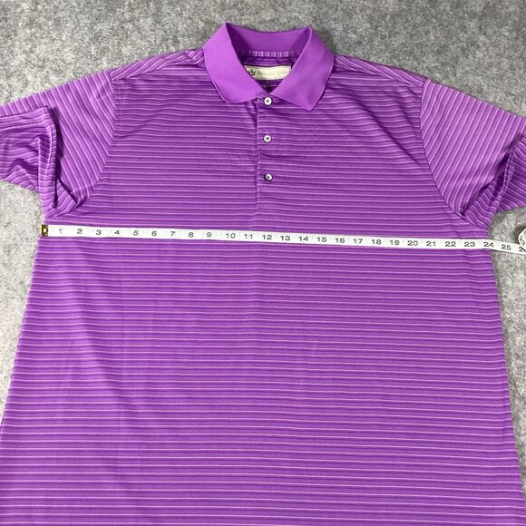 Donald Ross Men's Short Sleeve Purple Pin Striped Golf Polo Shirt Size Large - Picture 5 of 14